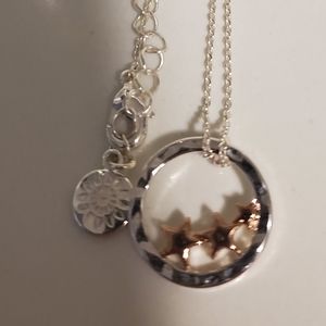 Silver and rose gold 3 star necklace